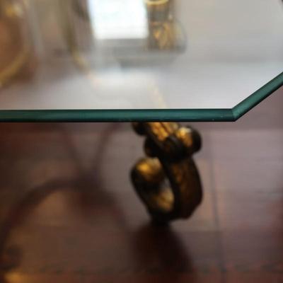 LA BARGE Brass with Glass Top Coffee Table