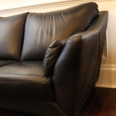 Jennifer Convertibles Black Leather Sofa (1 of 2)