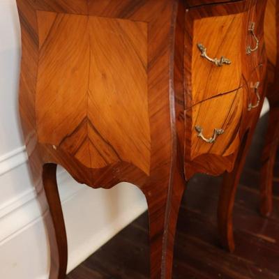 French Louis XV Style Marble Top Nightstands