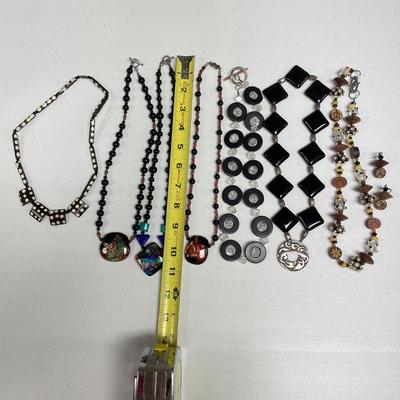 Dark Colored Glass and Other Beaded Necklaces (ST-BB)