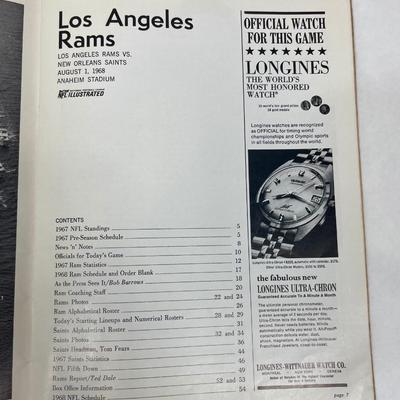 Los Angeles Rams vs New Orleans Saints 1968 NFL Football Program