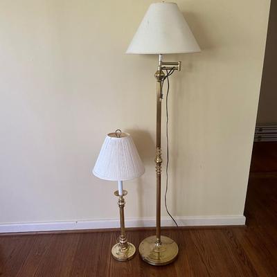 Pair of brass lamps