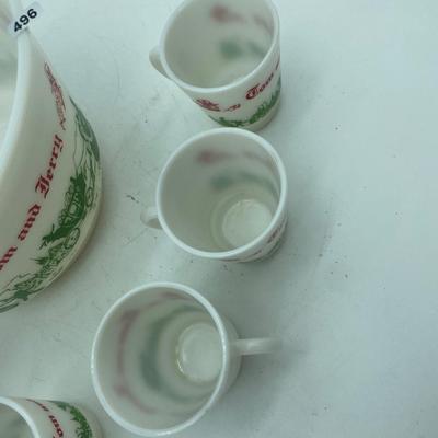 Tom & Jerry’s-Hazel atlas punch bowl and 6 cups