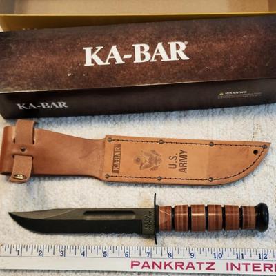 Ka-Bar KNIFE FIGHT/UTIL U.S. ARMY w/ Leather sheath