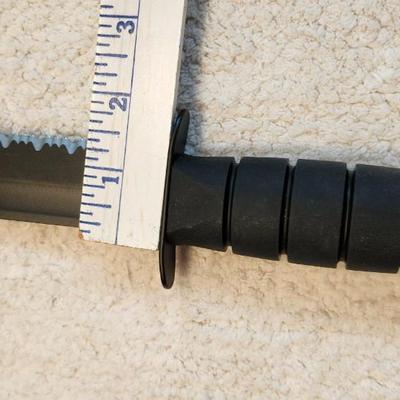 KA-BAR 1211 Full Size Fighting Knife 7" Black Plain Blade, Kraton G Handle, Leather Sheath