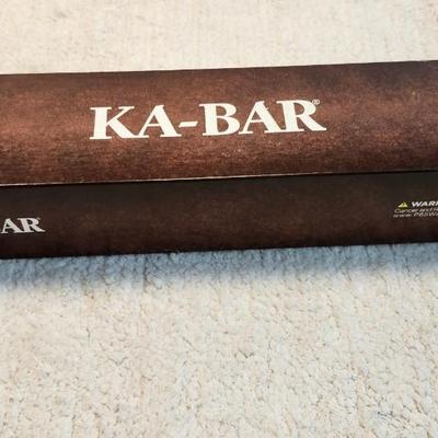 KA-BAR 1211 Full Size Fighting Knife 7" Black Plain Blade, Kraton G Handle, Leather Sheath