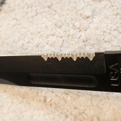KA-BAR 1211 Full Size Fighting Knife 7" Black Plain Blade, Kraton G Handle, Leather Sheath
