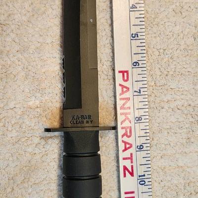 Ka-Bar Tanto Half-Serrated with Black Blades with sheath