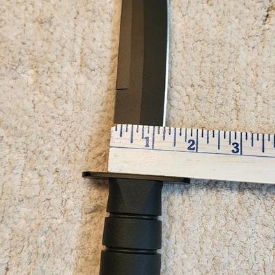 KA-BAR 1266 Modified Tanto Fixed Blade Knife 8" Black Blade, Black Kraton G Handles, Black GFN Sheath