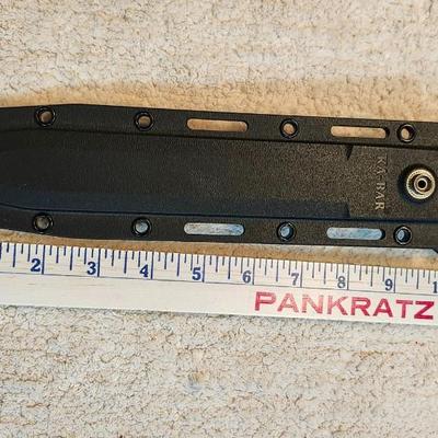 KA-BAR 1266 Modified Tanto Fixed Blade Knife 8" Black Blade, Black Kraton G Handles, Black GFN Sheath