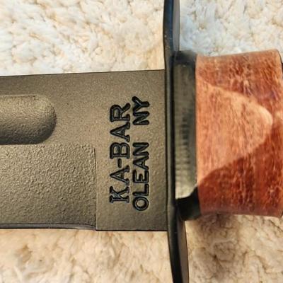KA-BAR Full-Size U.S.M.C. Straight Edge Knife Brown, Leather Sheath