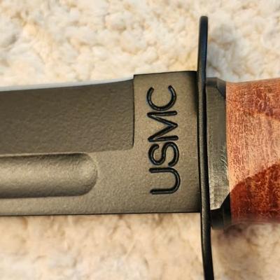 KA-BAR Full-Size U.S.M.C. Straight Edge Knife Brown, Leather Sheath