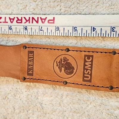 KA-BAR Full-Size U.S.M.C. Straight Edge Knife Brown, Leather Sheath