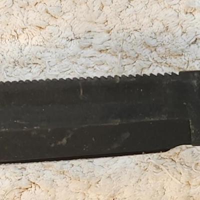 Ontario Knife Company 499 Knife 5" Sawback Blade with , Natural Leather Handle and Sheath