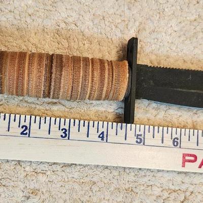 Ontario Knife Company 499 Knife 5" Sawback Blade with , Natural Leather Handle and Sheath