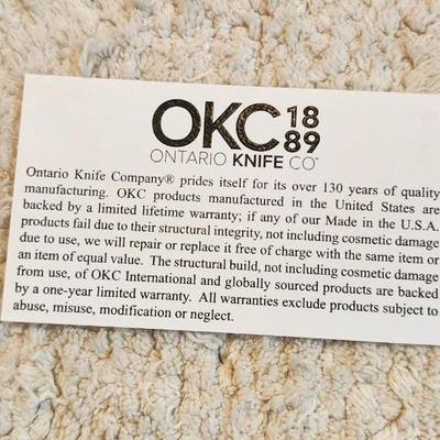 Ontario Knife Company 499 Knife 5" Sawback Blade with , Natural Leather Handle and Sheath