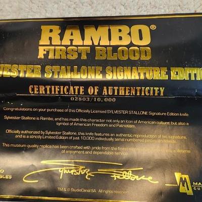 Rambo I Knife With Sylvester Stallone Signature MC-RB1SS. Rambo First Blood knife