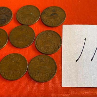 9 Vintage 20 Centavo Coins