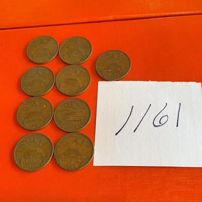 9 Vintage 20 Centavo Coins