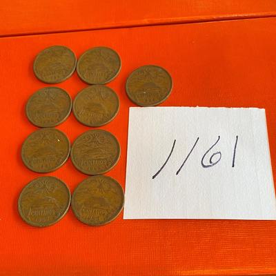 9 Vintage 20 Centavo Coins