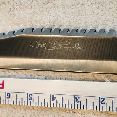 Rambo 2 hand signed version tied with black rope tactical survival knife saber