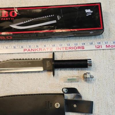 Rambo 2 hand signed version tied with black rope tactical survival knife saber