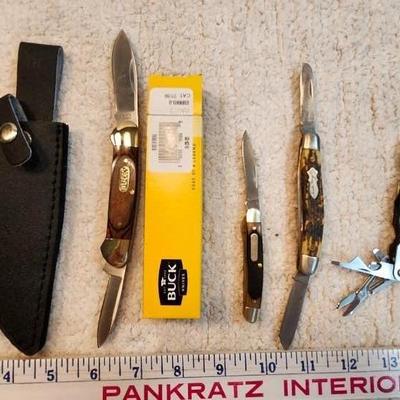 Knife Lot Two Buck, Old timer, Pakistan and Multi Tool knife