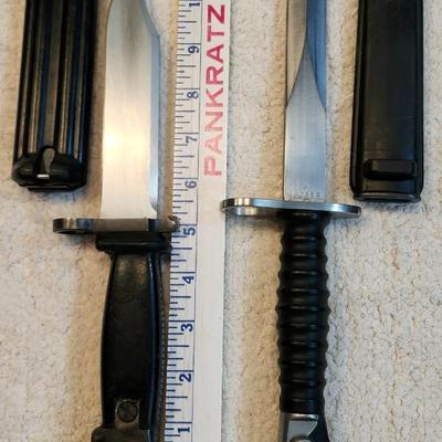 Two BAYONET WITH SCABBARD one Vintage Swiss F+ bayonet