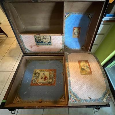 Antique Humpback Steamer Trunk