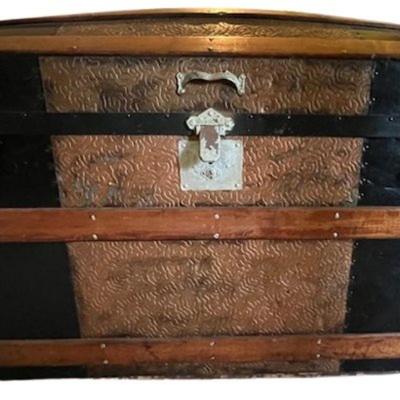 Antique Humpback Steamer Trunk