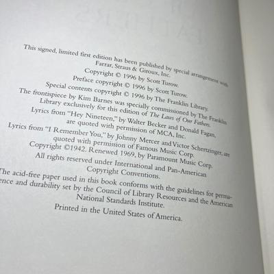 Signed First Edition Scott Turow & Other Leather-Bound Books (P-RG)