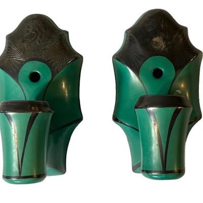 Art Deco Porcelain Wall Sconce Pair