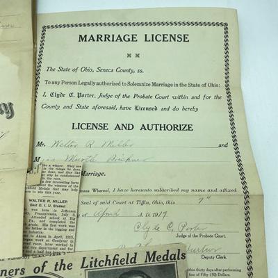 Vintage marriage license
