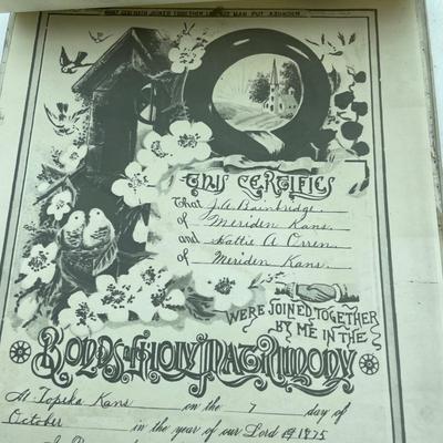 Vintage marriage license