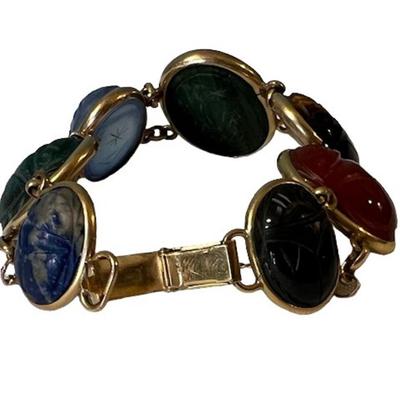 Stamped 14K Gold Gemstone Bracelet [59.59g]