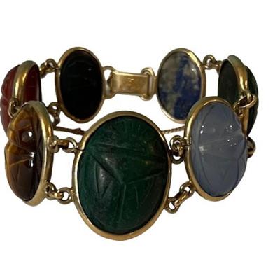 Stamped 14K Gold Gemstone Bracelet [59.59g]