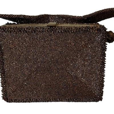Antique M.E. Products Beaded Hardshell Handbag