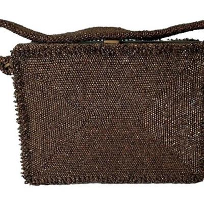 Antique M.E. Products Beaded Hardshell Handbag