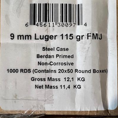 Wolf 9mm Luger Ammunition (NO SHIPPING)