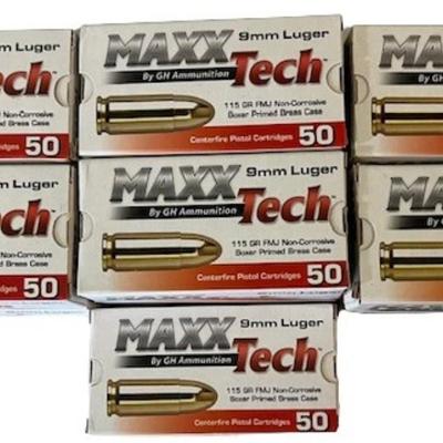 Maxx Tech 9mm Luger Ammunition (NO SHIPPING)