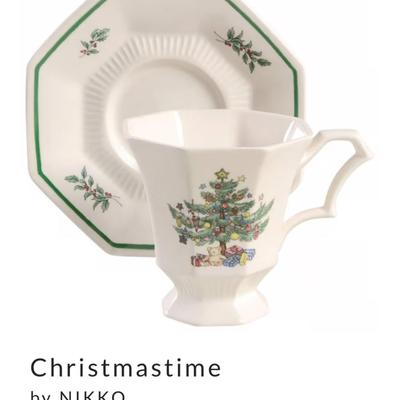 NIKKO ~ Christmastime ~ Footed Cup & Saucer Set ~ Set Of Twelve (12)