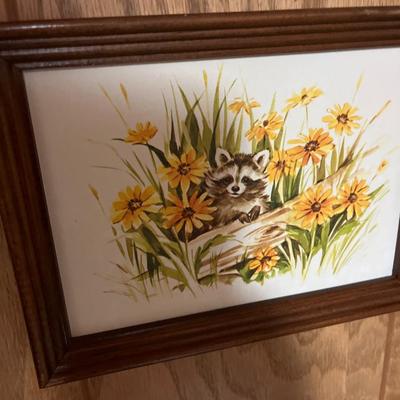 Three pictures on wall