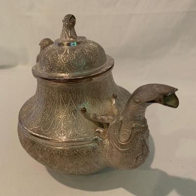 Ornate Silver Tea Set with Dragon & Snake Adornments (MB-HS)