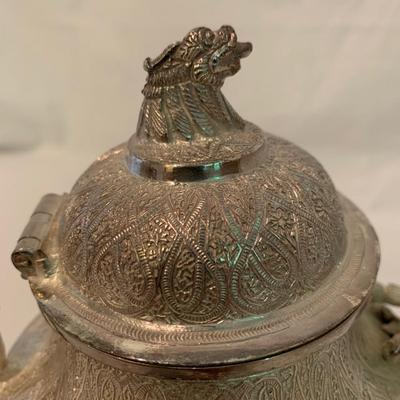 Ornate Silver Tea Set with Dragon & Snake Adornments (MB-HS)