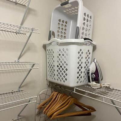 Black & Decker Iron, Wooden Hangers & Two Laundry Baskets (PC-MG)