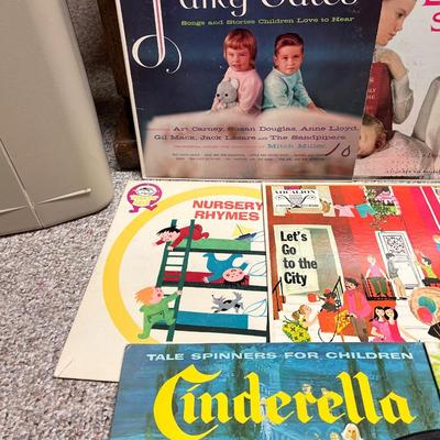 Vintage records and holder