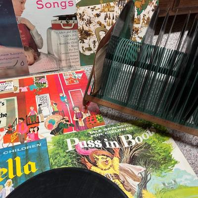 Vintage records and holder