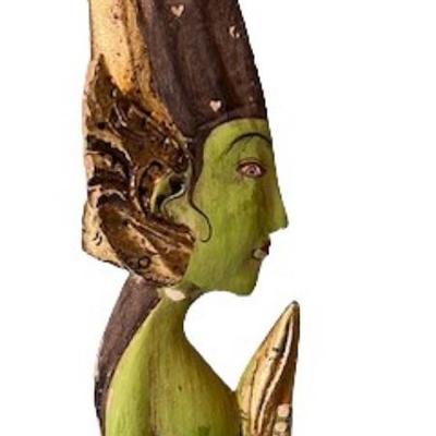 Mid-Century Asian Polychrome Exotic Woman Statue