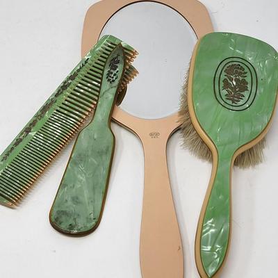 Antique Dupont Celluloid & Bakelite Brushes, Mirror & More