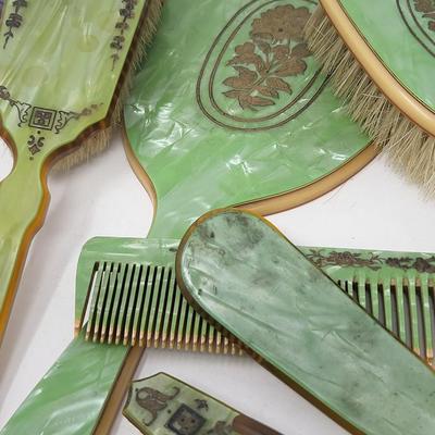 Antique Dupont Celluloid & Bakelite Brushes, Mirror & More